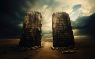 A graphic of the tablets of the 10 Commandments to illustrate the article 